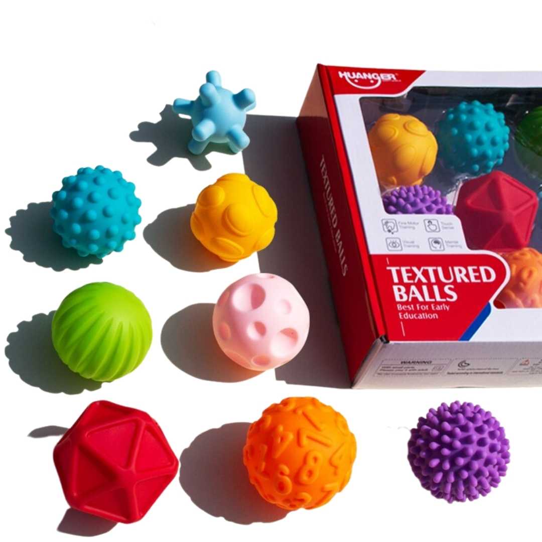 Juguete Montessori de goma texturizada, bolas táctiles múltiples
