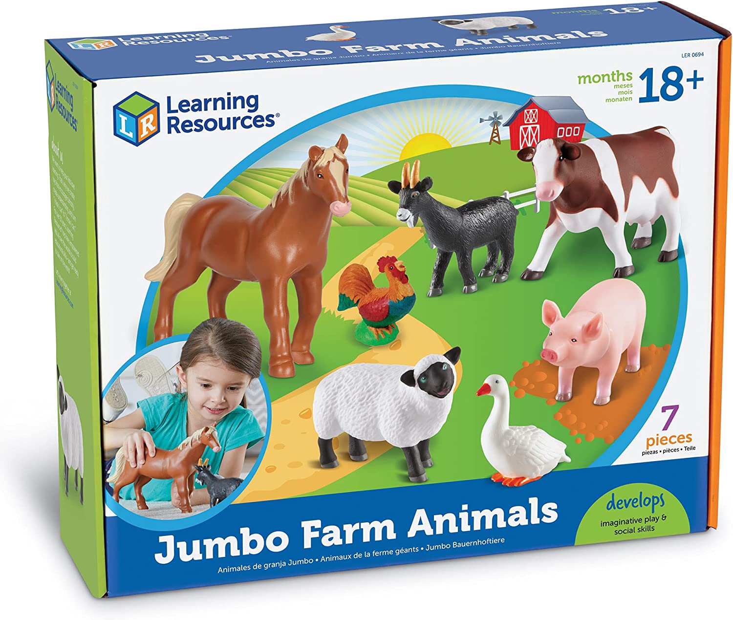 Jumbo Playset - Animales de granja de Deluxebase. Juego de figuras de  animales grandes. Bolsa de juguetes de granja grandes que incluyen una  vaca